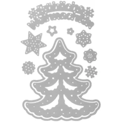 Stanzschablonen, Tannenbaum & Fröhliche Weihnachten, 10 Stück