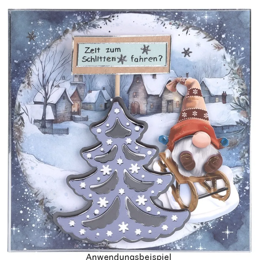 Stanzschablonen, Tannenbaum & Fröhliche Weihnachten, 10 Stück