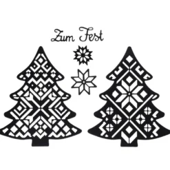 Stanzschablonen, Tannenbäume & Zum Fest, 6 Stück
