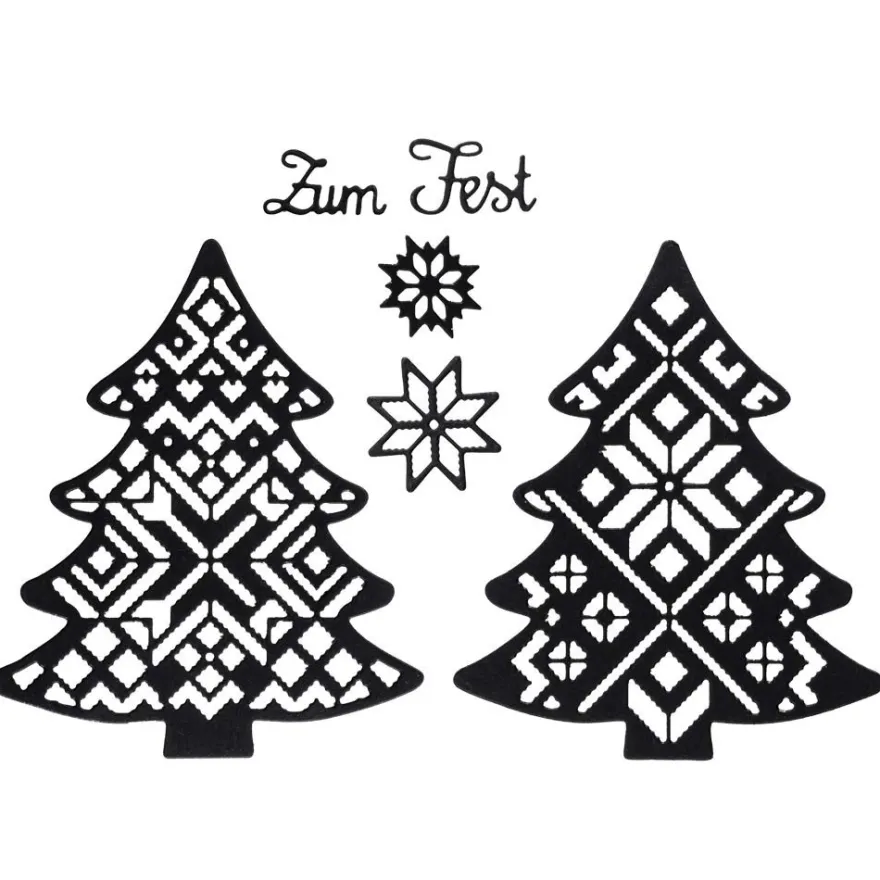 Stanzschablonen, Tannenbäume & Zum Fest, 6 Stück