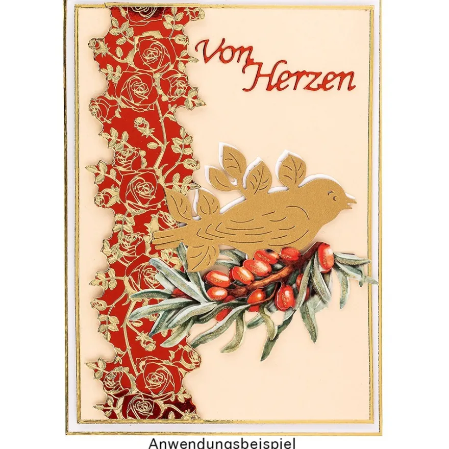 Stanzschablonen, Vögel auf Zweigen, 3 Stück