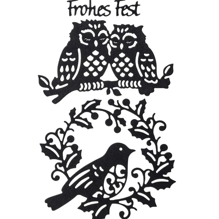 Stanzschablonen, Vögel & Frohes Fest, 4 Stück