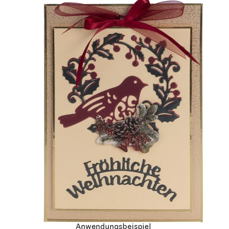 Stanzschablonen, Vögel & Frohes Fest, 4 Stück