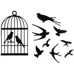 Stanzschablonen, Vogelkäfig & Vögel, 7,6cm x 4,8cm
