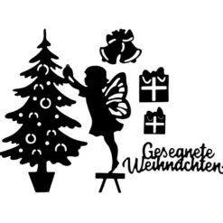 Stanzschablonen, Weihnachtsbaum & Weihnachtselfe, 5 Stück