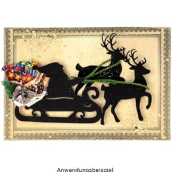 Stanzschablonen, Weihnachtsmann mit Schlitten, 2 Stück
