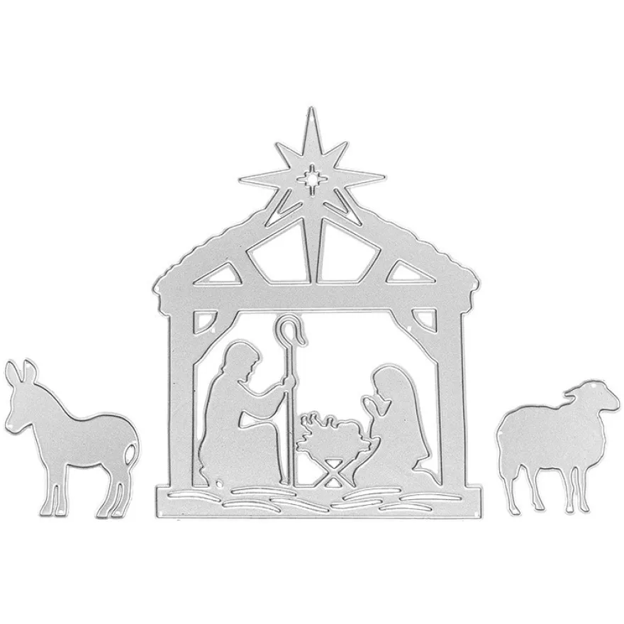 Stanzschablonen, Weihnachtskrippe, 3 Stück