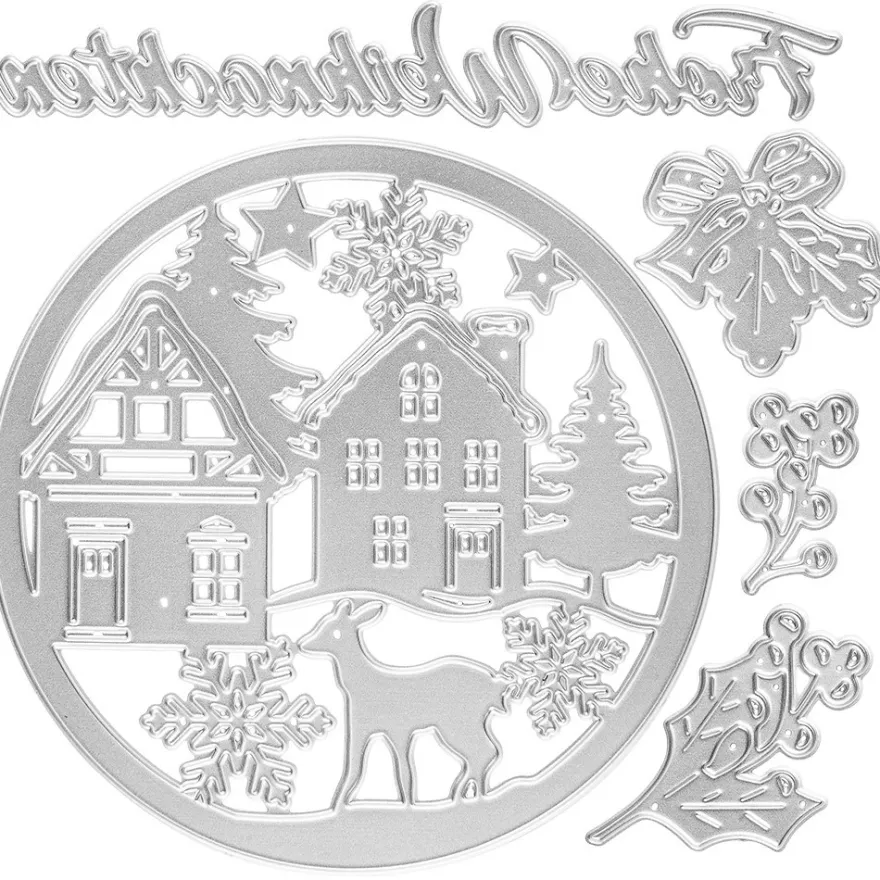 Stanzschablonen, Winterszene 1, 5 Stück