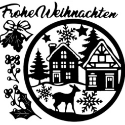 Stanzschablonen, Winterszene 1, 5 Stück