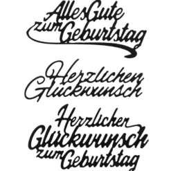 Stanzschablonen, Wünsche & Gratulationen 9, 3cm bis 8,1cm, 3 Stück