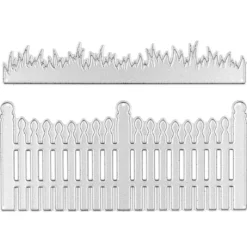 Stanzschablonen, Zaun & Gras, 10,6cm x 4,7cm, 10,6cm x 2cm, 2 Stück