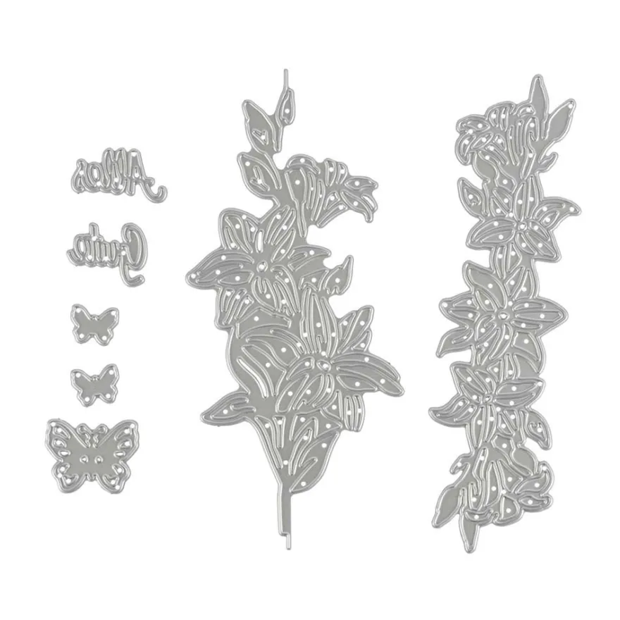 Stanzschablonen, Zierrand & Bordüre mit Lilien, 7 Stück