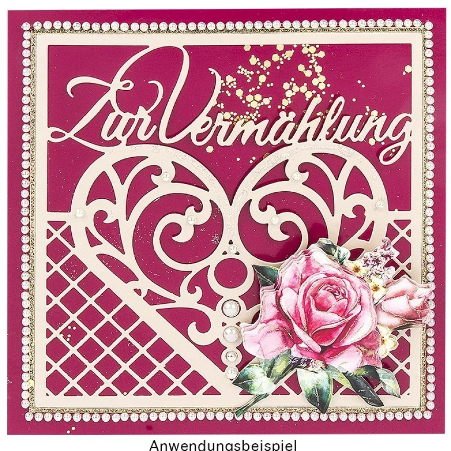 Stanzschablone, Zur Vermählung, 14cm x 14cm