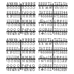 Stecktafel im Rahmen, 25cm x 25cm, mit 382 Buchstaben, Zahlen und Zeichen