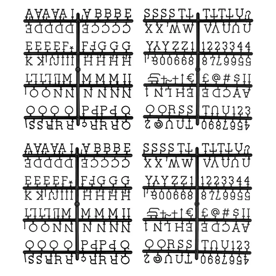 Stecktafel im Rahmen, 25cm x 25cm, mit 382 Buchstaben, Zahlen und Zeichen