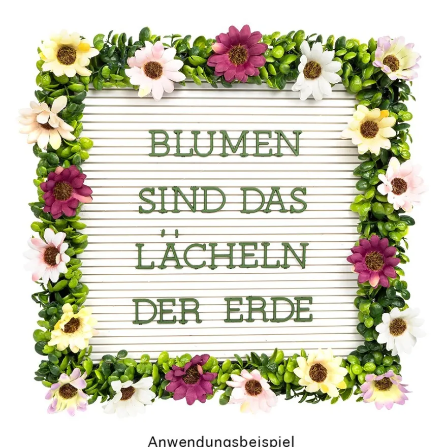 Stecktafel im Rahmen, 25cm x 25cm, mit 382 Buchstaben, Zahlen und Zeichen