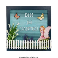 Stecktafel im Rahmen, 25cm x 25cm, mit 382 Buchstaben, Zahlen und Zeichen