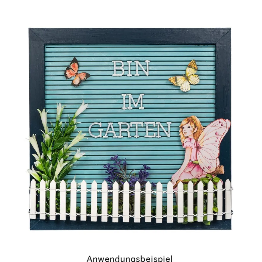 Stecktafel im Rahmen, 25cm x 25cm, mit 382 Buchstaben, Zahlen und Zeichen