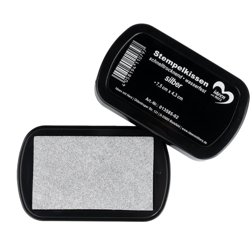 Stempelkissen, schnelltrocknend, wasserfest, 7,5cm x 4,3cm, silber