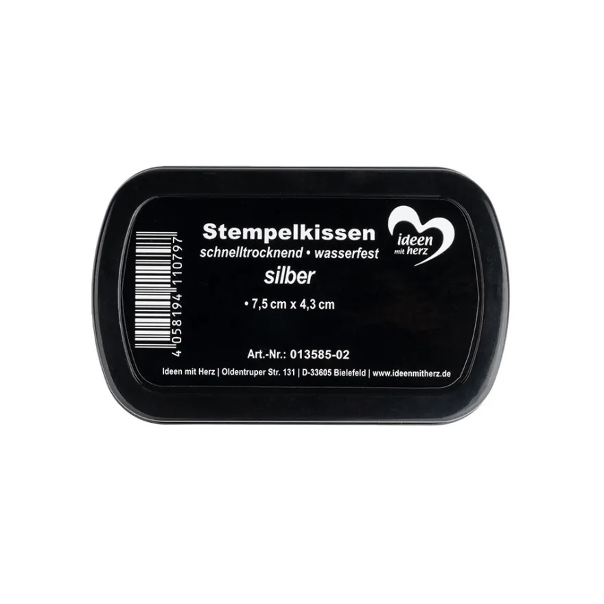 Stempelkissen, schnelltrocknend, wasserfest, 7,5cm x 4,3cm, silber