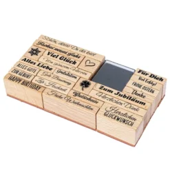 Stempel-Set, Anlässe, 23 Stempel, 1 Stempelkissen schwarz