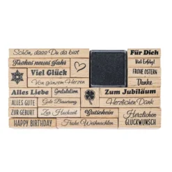 Stempel-Set, Anlässe, 23 Stempel, 1 Stempelkissen schwarz