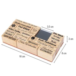 Stempel-Set, Anlässe, 23 Stempel, 1 Stempelkissen schwarz