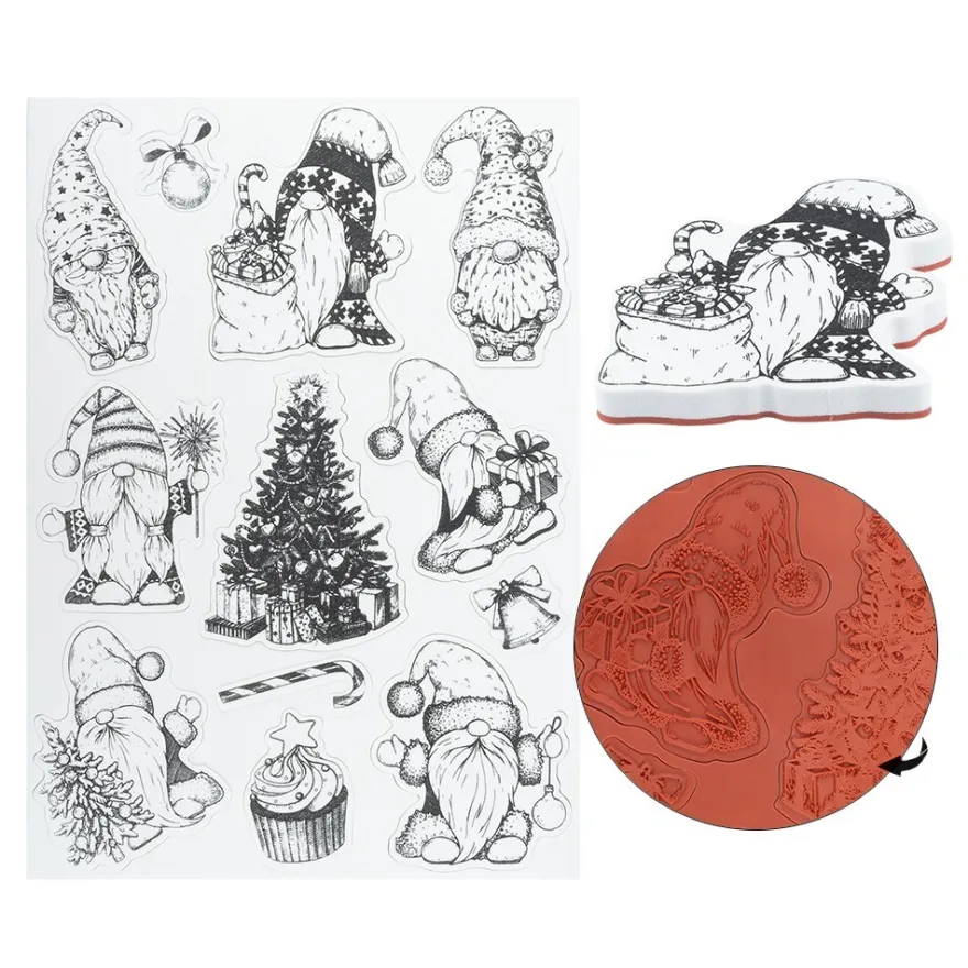 Stempel, Wichtel im Winter, verschiedene Designs & Größen, 12 Stück