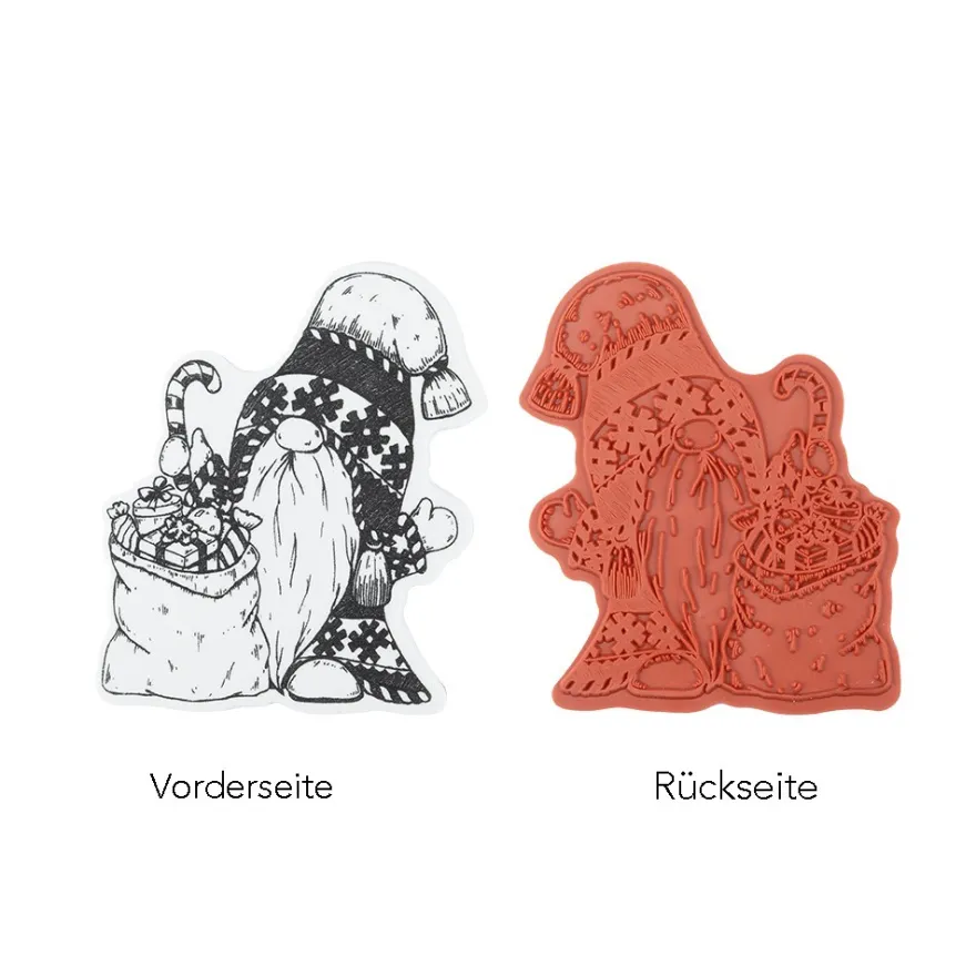 Stempel, Wichtel im Winter, verschiedene Designs & Größen, 12 Stück
