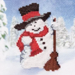 Stickbild-Set, malerischer Hintergrund, 14,5x14,5cm, Schneemann
