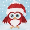 Stickbild-Set, malerischer Hintergrund, 14,5x14,5cm, X-mas Eule