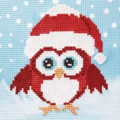 Stickbild-Set, malerischer Hintergrund, 14,5x14,5cm, X-mas Eule