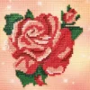 Stickbild-Set, malerischer Hintergrund, 14,5x14,5cm, Rose
