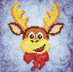 Stickbild-Set, malerischer Hintergrund, 14,5x14,5cm, Rentier