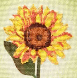 Stickbild-Set, malerischer Hintergrund, 14,5x14,5cm, Sonnenblume