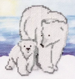 Stickbild-Set, malerischer Hintergrund, 14,5x14,5cm, Eisbären