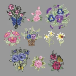 Stick-Designs, Blumenvielfalt, 6,5cm bis 16cm, 10 Stück