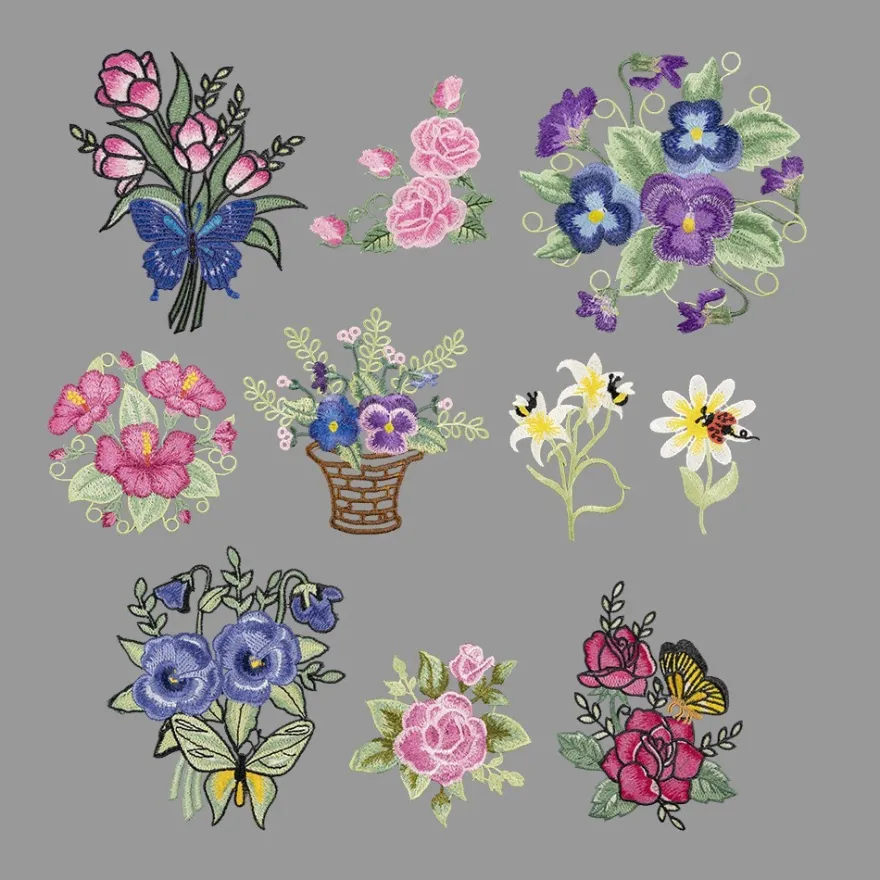 Stick-Designs, Blumenvielfalt, 6,5cm bis 16cm, 10 Stück