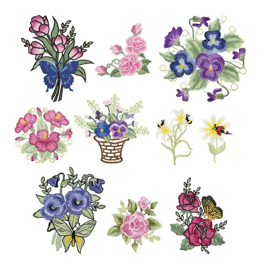 Stick-Designs, Blumenvielfalt, 6,5cm bis 16cm, 10 Stück