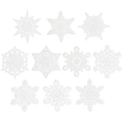 Stick-Designs, Eiskristalle 2, Ø 10cm bis 10,5cm, weiß, 10 Stück