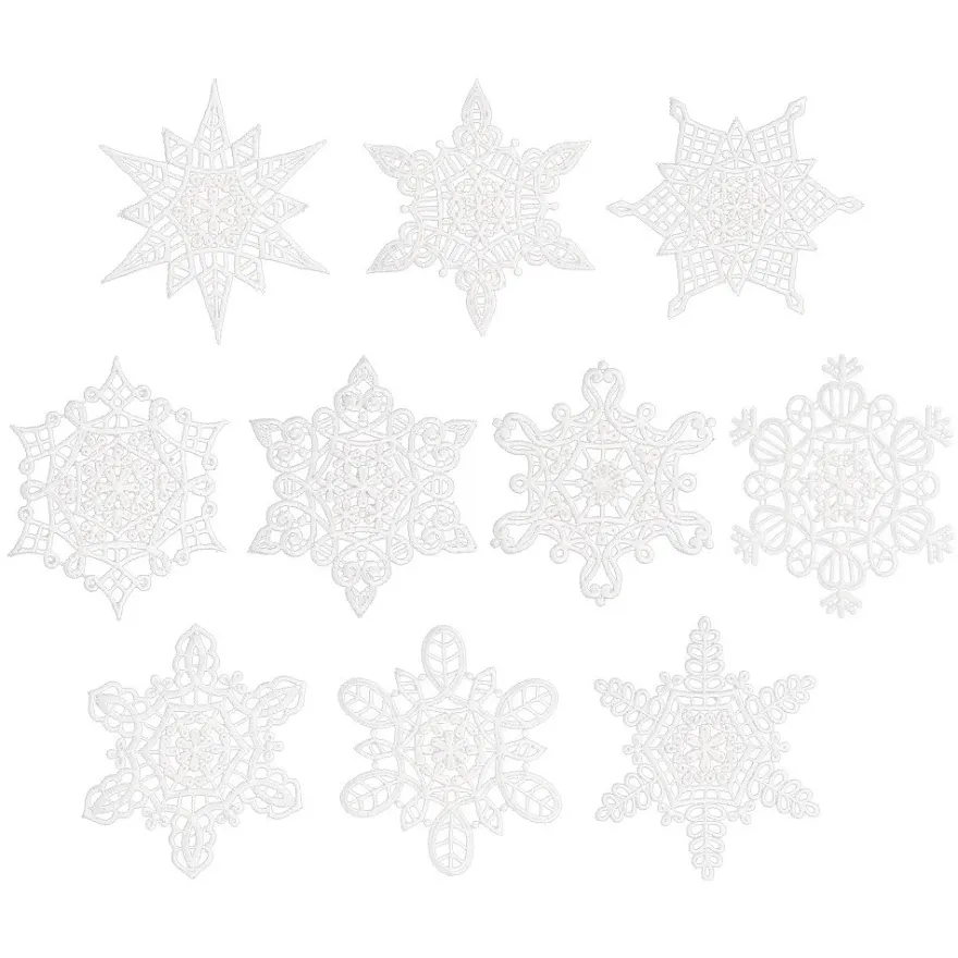 Stick-Designs, Eiskristalle 2, Ø 10cm bis 10,5cm, weiß, 10 Stück