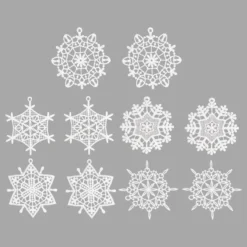 Stick-Designs, Eiskristalle 1, Ø 7,5cm bis 9,5cm, weiß, 10 Stück