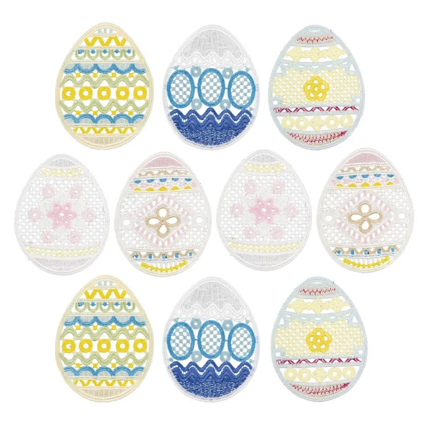 Stick-Designs, Farbenfrohe Ostereier, 7,5cm bis 10cm, 10 Stück