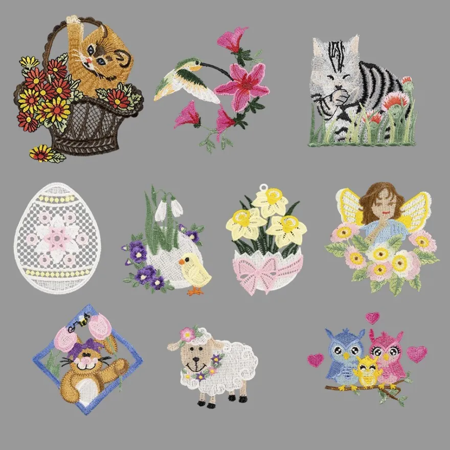 Stick-Designs, Frühlingszeit 2, 6,5cm bis 12cm, 10 Stück