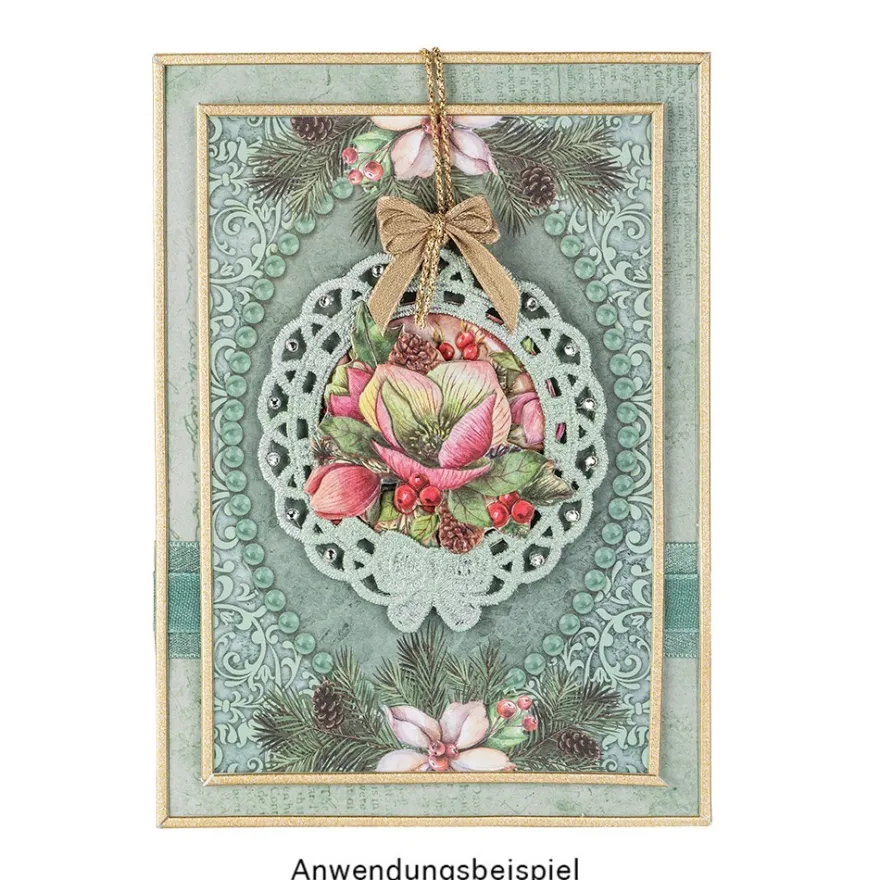 Stick-Designs, Kränze mit Schleife, 8,7cm x 9,6cm, weiß, 10 Stück