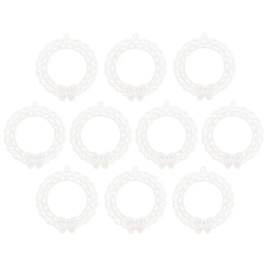 Stick-Designs, Kränze mit Schleife, 8,7cm x 9,6cm, weiß, 10 Stück