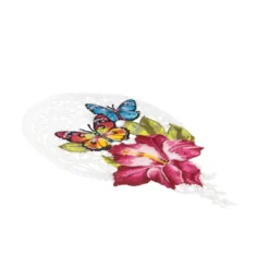 Stick-Design XL, Gladiole mit Schmetterlingen, 24cm x 15cm, farbig, mit Aufhänge-Öse