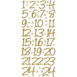 Sticker, Adventskalender-Zahlen, Perlmuttfolie, gold