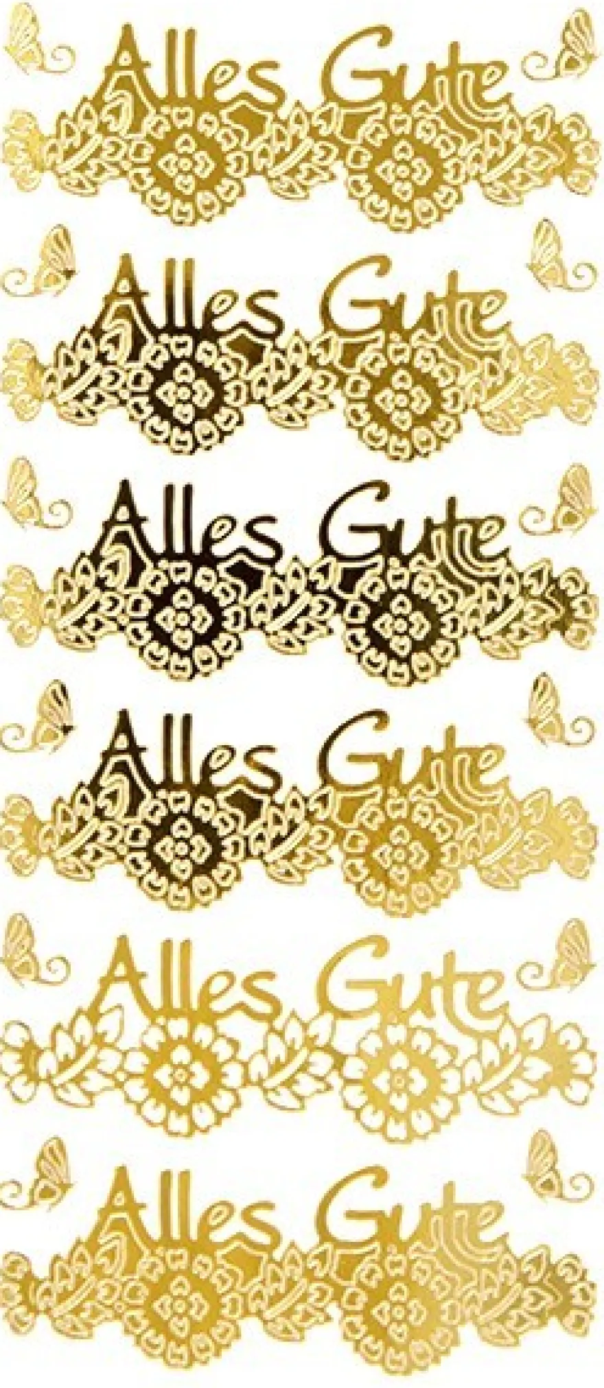 Sticker, Alles Gute, Spiegelfolie, gold