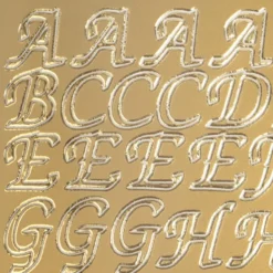 Sticker, Alphabet, Großbuchstaben, Perlmuttfolie, gold
